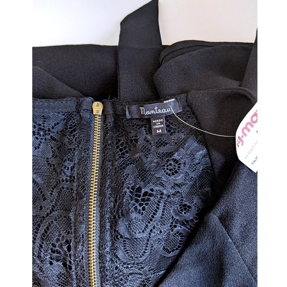 Monteau Womens A-Line Black Dress Lace Fit and Flare Lace Inserts SZ M NWT - Picture 6 of 6
